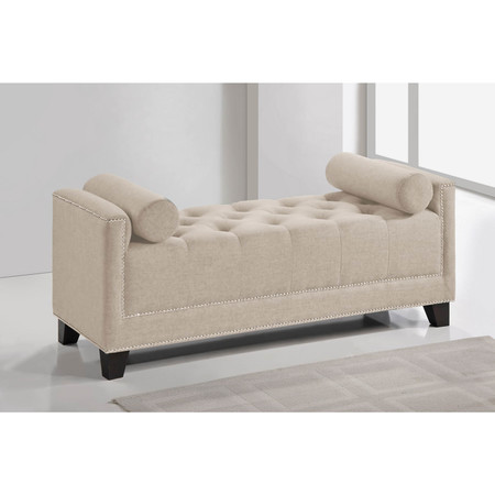 Baxton Studio Hirst Light Beige Platform Bed- Queen Size With Bench 106-5287-5289